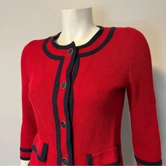 Vintage Talbots Red Knitted sweater jacket /cardigan size XS - Picture 6 of 8